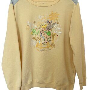 Disney Parks Epcot UK Tinker Bell Sweatshirt XL Yellow You Can Fly Pixie Dust